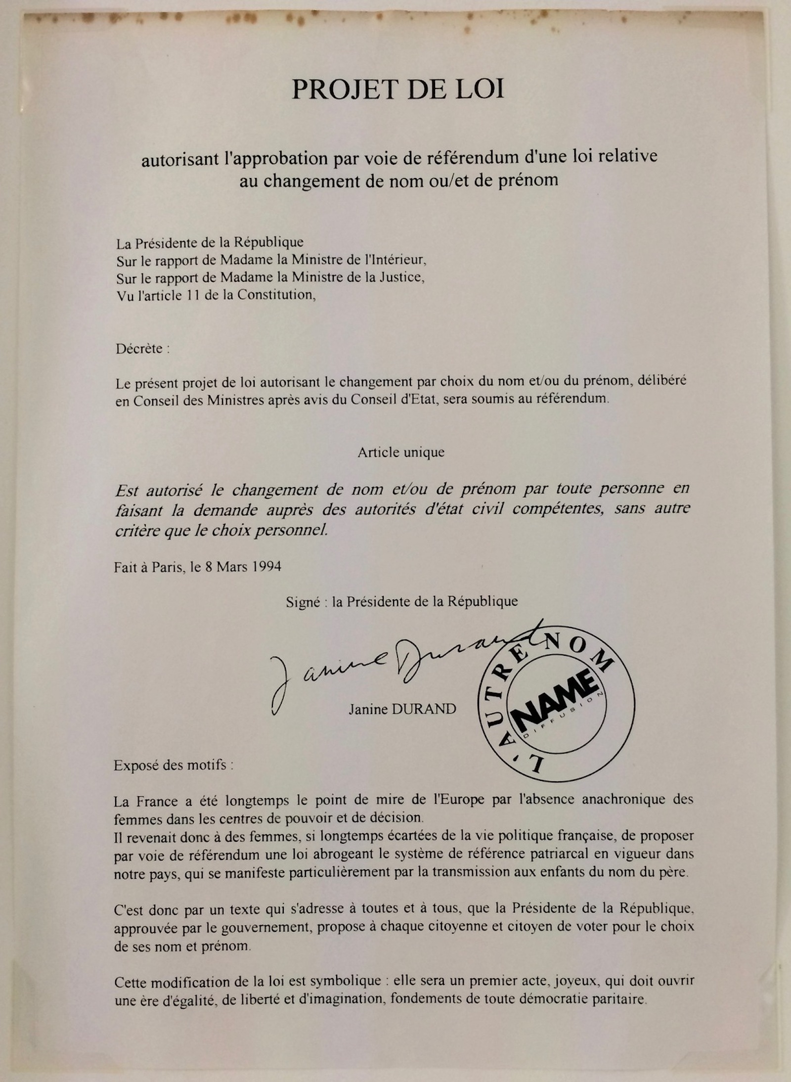 L'autre nom; Femmes publiques, flyer de propagande